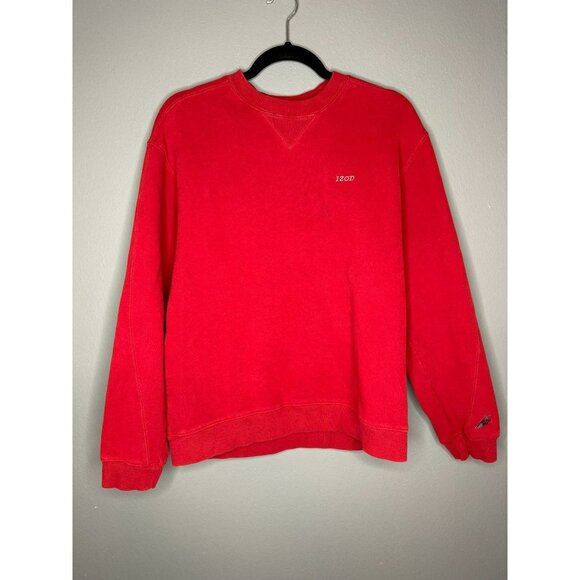 IZOD Men's Medium Red Long Sleeve Cotton Blend Crewneck Fleece Sweater - Picture 1 of 9